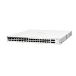 HPE Aruba Networking Instant On Switch 48p Gigabit con características PoE, 4 puertos SFP y potencia de 370W. SKU: JL815A