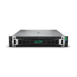 Vista del HPE DL345 servidor con procesador AMD EPYC 9124, operando a 2,7 GHz, 32 GB de memoria DDR5-SDRAM y fuente de poder de 800 W, SKU P58792-B21