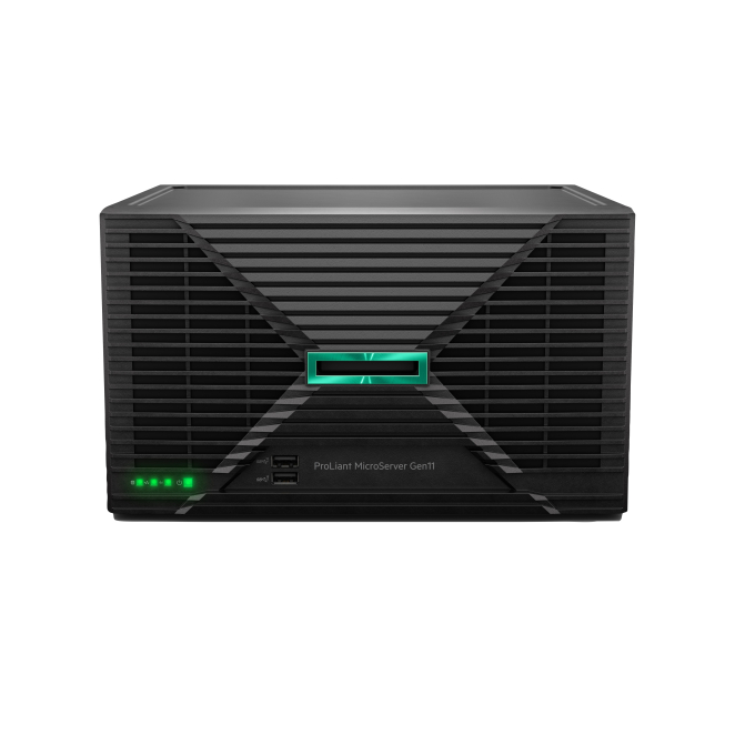 HPE ProLiant MicroServer Gen11 E-2414 2.6GHz 4-core 1P 16GB-U VROC 4LFF-NHP 180W External PS Server 1 HPE ProLiant MicroServer Gen11 E-2414