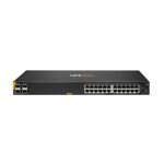 Imagen del switch HPE Aruba Networking CX 6000 24G Class4 PoE con 4 puertos SFP y potencia de 370W, SKU R8N87A
