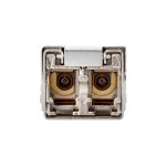 Vista del HPE Aruba Networking Instant On 10G SFP+ LC SR 300m OM3 MMF Transceiver, SKU R9D18A, con conector LC y soporte para hasta 300 metros.