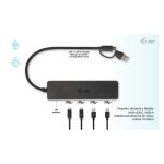 Hub de i-tec metálico con 2 puertos USB 3.0 y 2 puertos USB-C, velocidad de 10 Gbps. SKU: C31HUBMETAL2A2C