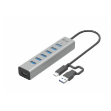 i-tec USB-C/USB-A Charging Metal HUB 7 Port con 7 puertos de carga, ideal para dispositivos múltiples, SKU C31HUBMETAL703