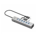 i-tec USB-C/USB-A Charging Metal HUB 7 Port con 7 puertos de carga, ideal para dispositivos múltiples, SKU C31HUBMETAL703