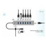 i-tec USB-C/USB-A Charging Metal HUB 7 Port con 7 puertos de carga, ideal para dispositivos múltiples, SKU C31HUBMETAL703