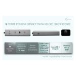 i-tec Hub de Carga USB-C de Metal con 5 Puertos, incluye USB-C con video 8K y Power Delivery 85W, SKU C31HUBMETAL8KPDPRO