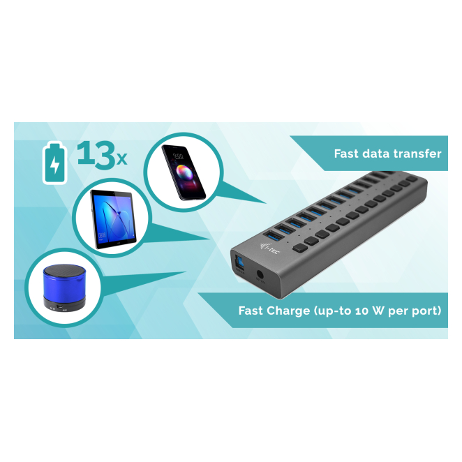 i-tec USB 3.0 Charging HUB 13port + Power Adapter 60 W 5 i-tec USB 3.0 Charging HUB 13port protección contra sobretensión
