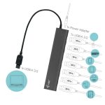 i-tec Hub USB 3.0 de metal con 7 puertos superspeed, ideal para adaptadores de USB. SKU: U3HUB778