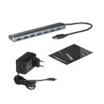 i-tec Hub USB 3.0 de metal con 7 puertos superspeed, ideal para adaptadores de USB. SKU: U3HUB778