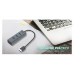 Adaptador i-tec Metal USB 3.0 HUB con 4 puertos, diseño robusto. SKU U3HUBMETAL403