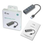 Adaptador i-tec Metal USB 3.0 HUB con 4 puertos, diseño robusto. SKU U3HUBMETAL403