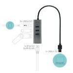 i-tec Metal HUB USB 3.0 con 3 Puertos y Adaptador Gigabit Ethernet, SKU U3METALG3HUB