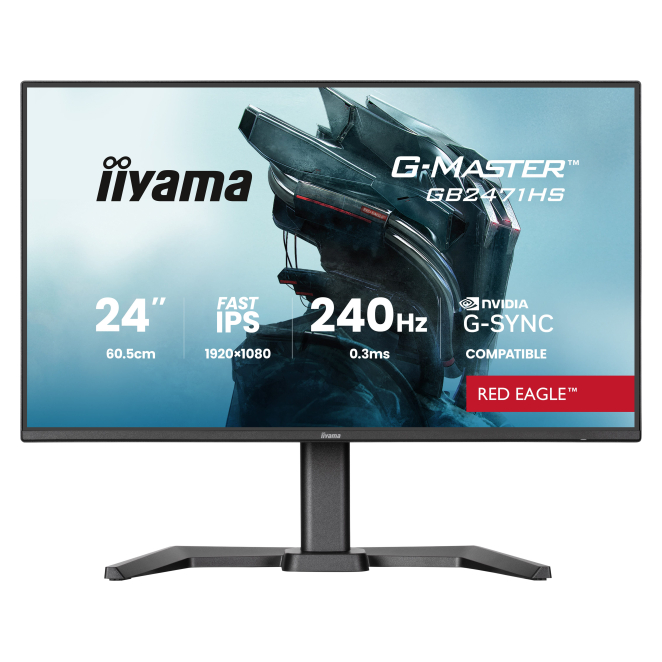 iiyama monitor G-MASTER Full HD 23.8 pulgadas Imagen del monitor iiyama G-MASTER GB2471HS-B1 de 23.8 pulgadas con resolución Full HD de 1920 x 1080 píxeles en color negro. SKU: GB2471HS-B1