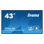Pantalla de señalización digital iiyama LH4360UHS-B1AG de 42.5 pulgadas, LED, 4K Ultra HD, Wifi, 500 cd/m², con procesador Android 11 e ideal para funcionamiento 24/7. SKU: LH4360UHS-B1AG.