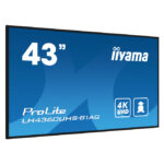 Pantalla de señalización digital iiyama LH4360UHS-B1AG de 42.5 pulgadas, LED, 4K Ultra HD, Wifi, 500 cd/m², con procesador Android 11 e ideal para funcionamiento 24/7. SKU: LH4360UHS-B1AG.