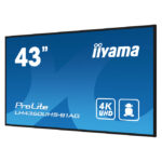 Pantalla de señalización digital iiyama LH4360UHS-B1AG de 42.5 pulgadas, LED, 4K Ultra HD, Wifi, 500 cd/m², con procesador Android 11 e ideal para funcionamiento 24/7. SKU: LH4360UHS-B1AG.