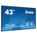 iiyama LH4365UHSB-B1 pantalla de señalización con 108 cm (42.5”) LED, Wifi, 800 cd/m², 4K Ultra HD, color negro y procesador incorporado Android 11, uso continuo 24/7