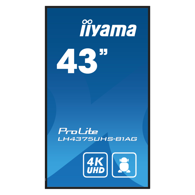 iiyama ProLite Pantalla plana para señalización digital 108 cm (42.5″) LCD Wifi 500 cd / m² 4K Ultra HD Negro Procesador incorporado Android 11 24/7 2 Usuarios comerciales usando la iiyama ProLite 4K