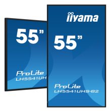 Pantalla de señalización iiyama LCD de 54.6 pulgadas, 4K Ultra HD, modelo LH5541UHS-B2, con procesador incorporado y brillo de 500 cd/m². Ideal para diseño de quiosco.