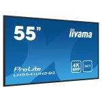 Pantalla de señalización iiyama LCD de 54.6 pulgadas, 4K Ultra HD, modelo LH5541UHS-B2, con procesador incorporado y brillo de 500 cd/m². Ideal para diseño de quiosco.