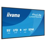 iiyama LH5575UHS-B2AG pantalla de señalización digital negra, 138.7 cm (54.6″) LCD con Wifi, 500 cd/m² de brillo, resolución 4K Ultra HD y procesador Android 11. Uso continuo 24/7.