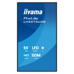 iiyama LH5575UHS-B2AG pantalla de señalización digital negra, 138.7 cm (54.6″) LCD con Wifi, 500 cd/m² de brillo, resolución 4K Ultra HD y procesador Android 11. Uso continuo 24/7.