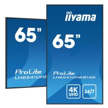 iiyama LH6541UHS-B1AG pantalla de señalización de 163.8 cm (64.5 pulgadas), 500 cd/m², 4K Ultra HD en color negro, adecuado para uso 24/7