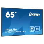 iiyama LH6541UHS-B1AG pantalla de señalización de 163.8 cm (64.5 pulgadas), 500 cd/m², 4K Ultra HD en color negro, adecuado para uso 24/7