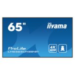 iiyama LH6565UHSB-B1 pantalla de señalización 64,5 pulgadas LED, resolución 4K Ultra HD, brillo 800 cd/m², color negro, procesador Android 11, SKU LH6565UHSB-B1