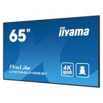 iiyama LH6565UHSB-B1 pantalla de señalización 64,5 pulgadas LED, resolución 4K Ultra HD, brillo 800 cd/m², color negro, procesador Android 11, SKU LH6565UHSB-B1