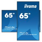 Pantalla plana iiyama ProLite para señalización digital de 64.5 pulgadas, 500 cd/m² de brillo, resolución 4K Ultra HD, color negro, con procesador Android 11 y conectividad Wifi. SKU: LH6575UHS-B1AG