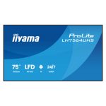 iiyama LH7564UHS-B1AG pantalla de señalización plana de 75 pulgadas con 4K Ultra HD, Wifi y 500 cd/m² de brillo. Procesador Android incorporado. SKU: LH7564UHS-B1AG