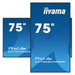 Pantalla de señalización iiyama LH7565UHSB-B1 de 74.5 pulgadas con LED, Wifi, 800 cd/m², 4K Ultra HD en color negro y procesador incorporado Android 11. SKU: LH7565UHSB-B1
