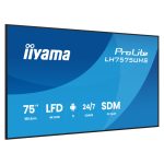 iiyama LH7575UHS-B2AG Pantalla de señalización plana de 75 pulgadas, 4K Ultra HD, LCD, Wifi, 500 cd/m², color negro, con procesador incorporado y Android 11.