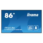 iiyama LH8665UHSB-B1 Pantalla de señalización LED de 86 pulgadas, resolución 4K Ultra HD, 800 cd/m² de brillo, color negro, procesador Android 11 y funcionalidad 24/7