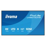 Pantalla iiyama para señalización digital de 85.6 pulgadas, 4K Ultra HD, Wifi, 500 cd/m², procesador Android 11, SKU: LH8675UHS-B2AG