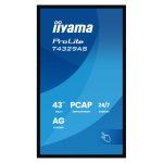 Pantalla de señalización interactiva iiyama T4329AS-B1AG de 42.5 pulgadas, LED, con Wifi y resolución 4K Ultra HD, color negro, con procesador Android y brillo de 500 cd/m².