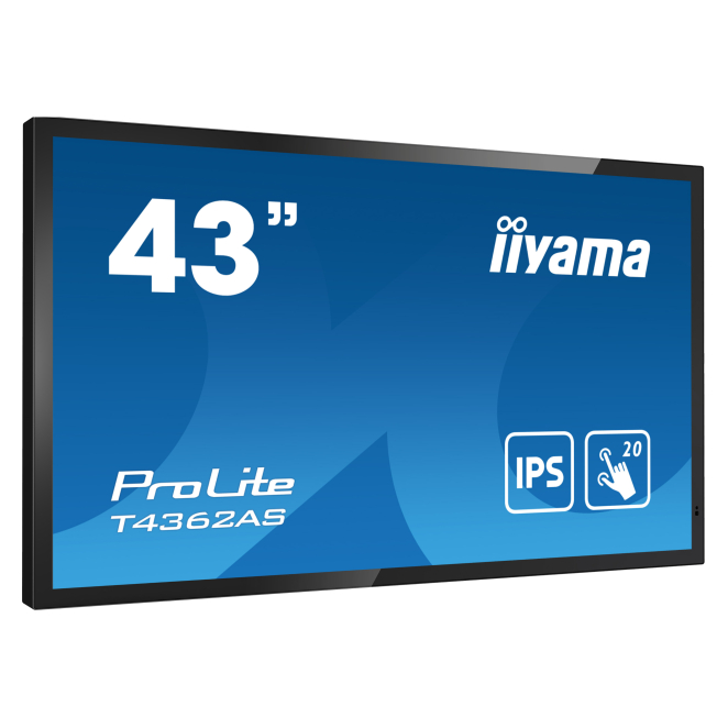 iiyama T4362AS-B1 pantalla de señalización Panel plano interactivo 108 cm (42.5″) IPS 500 cd / m² 4K Ultra HD Negro Pantalla táctil Procesador incorporado Android 8.0 24/7 2 Beneficios del iiyama T4362AS-B1