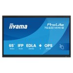 iiyama PROLITE TE6514MIS-B2AG Pantalla plana de 65 pulgadas para señalización digital, tecnología LCD, Wifi, brillo de 435 cd/m², resolución 4K Ultra HD, en color negro, con pantalla táctil y procesador Android integrado. SKU: TE6514MIS-B2AG