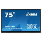iiyama TE7512MIS-B3AG pantalla de señalización de quiosco de 75 pulgadas LCD con Wifi, 400 cd/m², 4K Ultra HD, en color negro, pantalla táctil con procesador Android 11 24/7