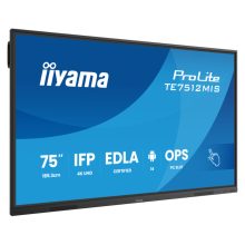 iiyama TE7512MIS-B4AG pantalla de señalización de 75 pulgadas, LCD, Wifi, 400 cd/m², 4K Ultra HD, Negra, con pantalla táctil y procesador Android incorporado