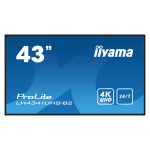 Pantalla de señalización iiyama LH4341UHS-B2 de 108 cm (42.5 pulgadas) LCD, 500 cd/m², 4K Ultra HD, con procesador incorporado y Android 8.0