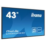 Pantalla de señalización iiyama LH4341UHS-B2 de 108 cm (42.5 pulgadas) LCD, 500 cd/m², 4K Ultra HD, con procesador incorporado y Android 8.0