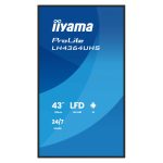 Pantalla plana de señalización digital iiYama LH4364UHS-B1AG de 43 pulgadas, LED, 500 cd/m², 4K Ultra HD, negra, con Wifi y sistema Android, SKU LH4364UHS-B1AG