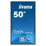 iiyama LH5041UHS-B2AG pantalla de señalización de 50 pulgadas, resolución 4K Ultra HD, brillo de 500 cd/m², color negro, adecuada para uso 24/7