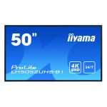 iiyama LH5052UHS-B1 pantalla de señalización de 49.5 pulgadas, 500 cd/m² brillo, 4K Ultra HD, color negro, con procesador incorporado Android 8.0, SKU LH5052UHS-B1