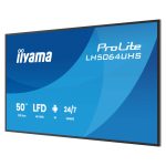 Pantalla de señalización iiyama modelo LH5064UHS-B1AG de 50 pulgadas, 500 cd/m², resolución 4K Ultra HD, en color negro con Wifi integrado. SKU: LH5064UHS-B1AG