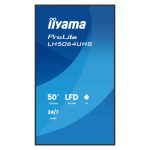 Pantalla de señalización iiyama modelo LH5064UHS-B1AG de 50 pulgadas, 500 cd/m², resolución 4K Ultra HD, en color negro con Wifi integrado. SKU: LH5064UHS-B1AG
