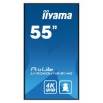 iiyama LH5560UHS-B1AG pantalla de señalización, 139.7 cm (55 pulgadas) LED con conectividad WiFi, 500 cd/m² de brillo, 4K Ultra HD resolución, color negro, procesador incorporado Android 11, SKU LH5560UHS-B1AG