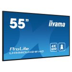 iiyama LH5560UHS-B1AG pantalla de señalización, 139.7 cm (55 pulgadas) LED con conectividad WiFi, 500 cd/m² de brillo, 4K Ultra HD resolución, color negro, procesador incorporado Android 11, SKU LH5560UHS-B1AG